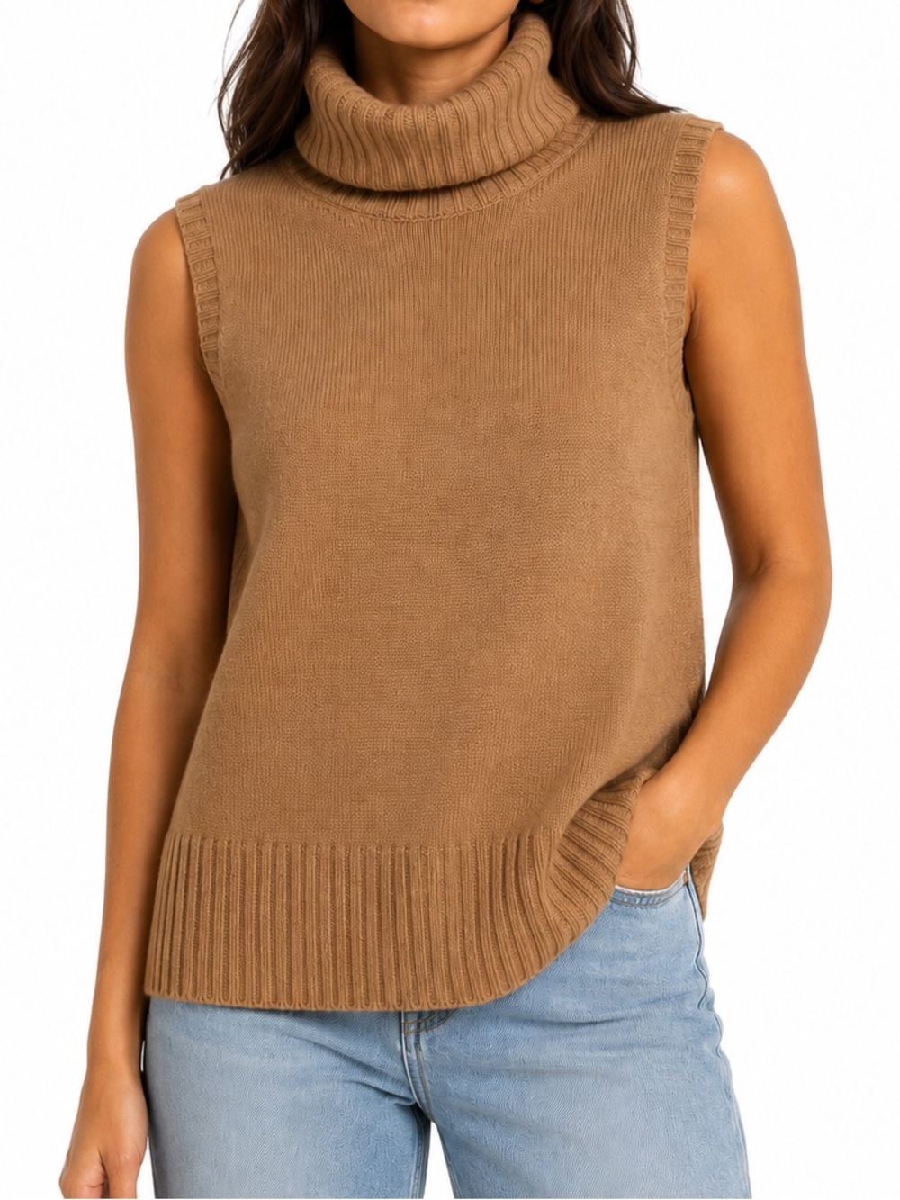 Ralph Lauren Sleeveless Turtleneck Sweater Vest | 100% Cashmere